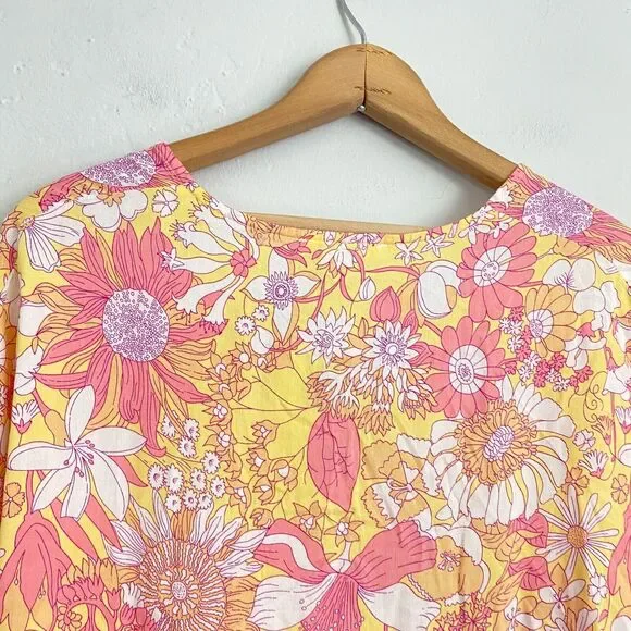 Label of Love Mini Dress Women Size Medium Pink Floral Babydoll Bell Sleeves New - Picture 13 of 16